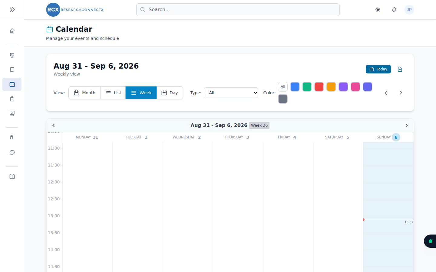 The calendar page