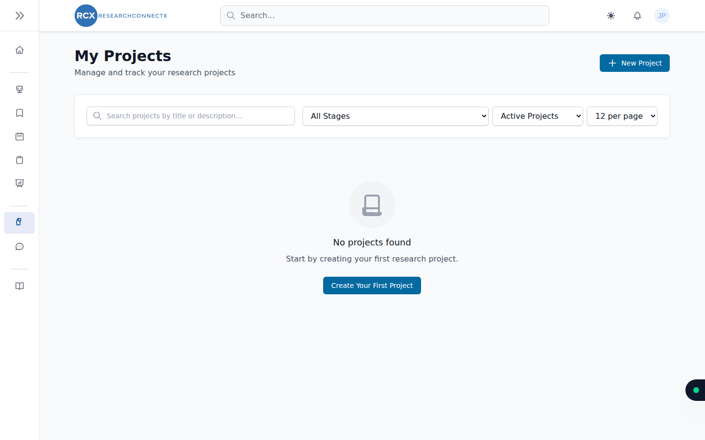 The My Projects page