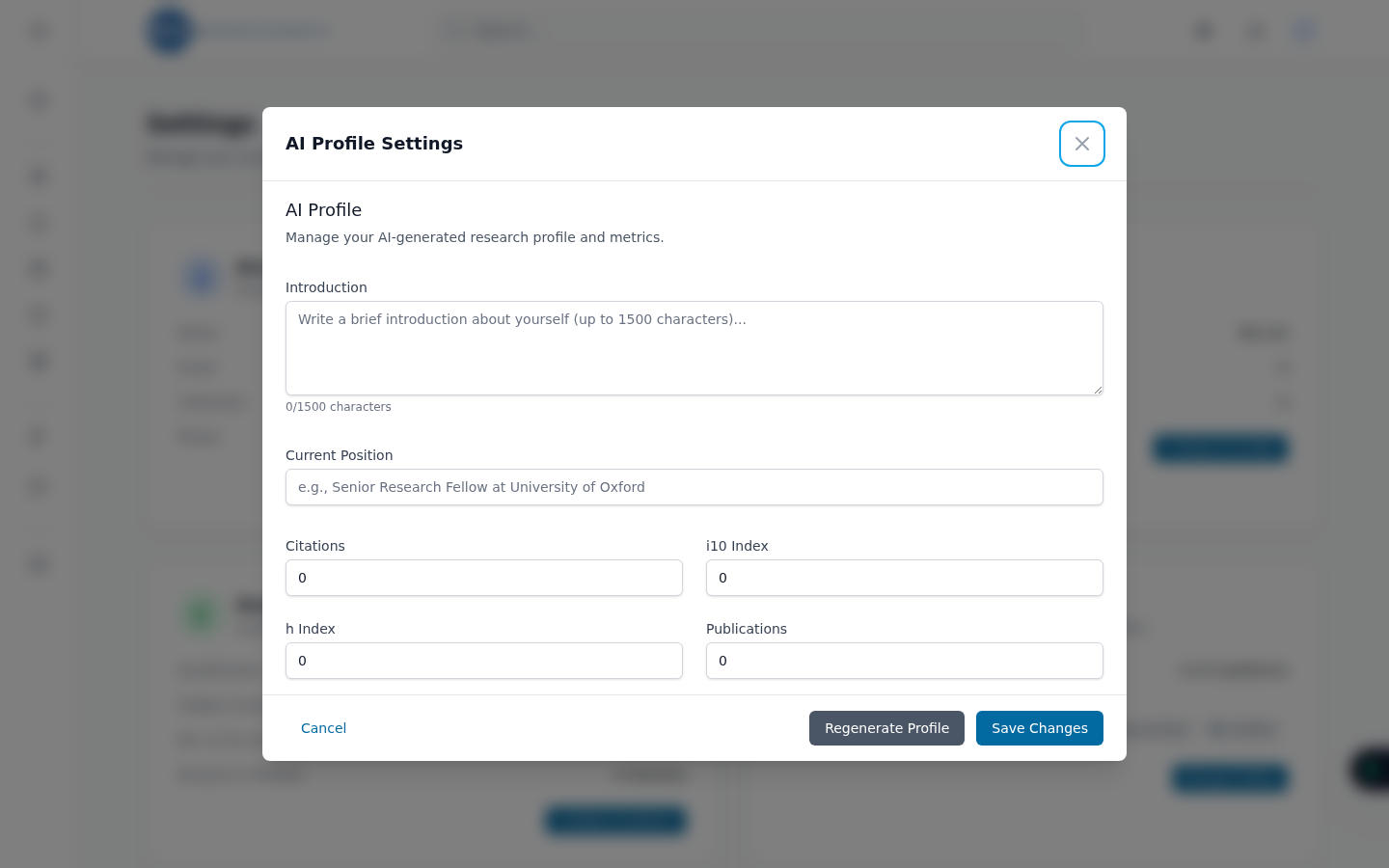 The AI Profile settings