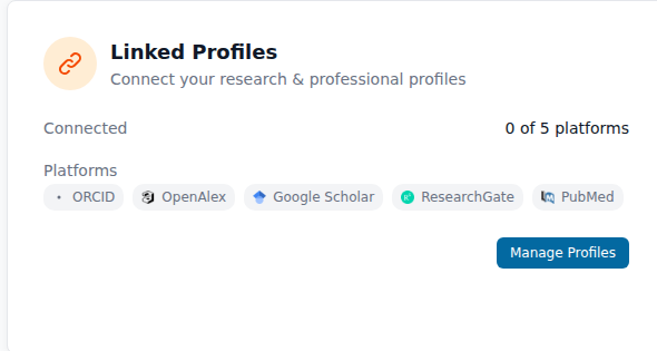 The Linked Profiles card in settings