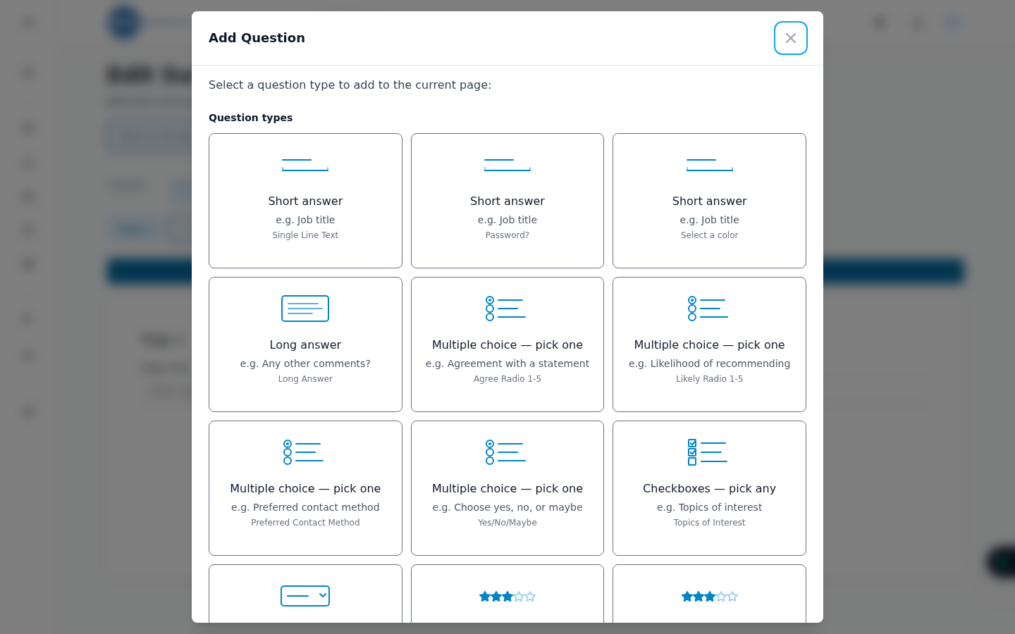 Choosing a question type
