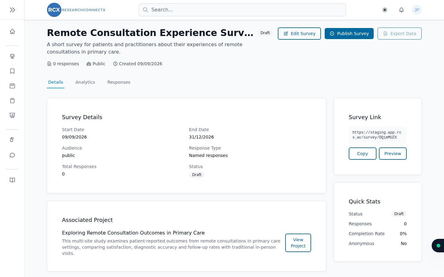A survey's results page