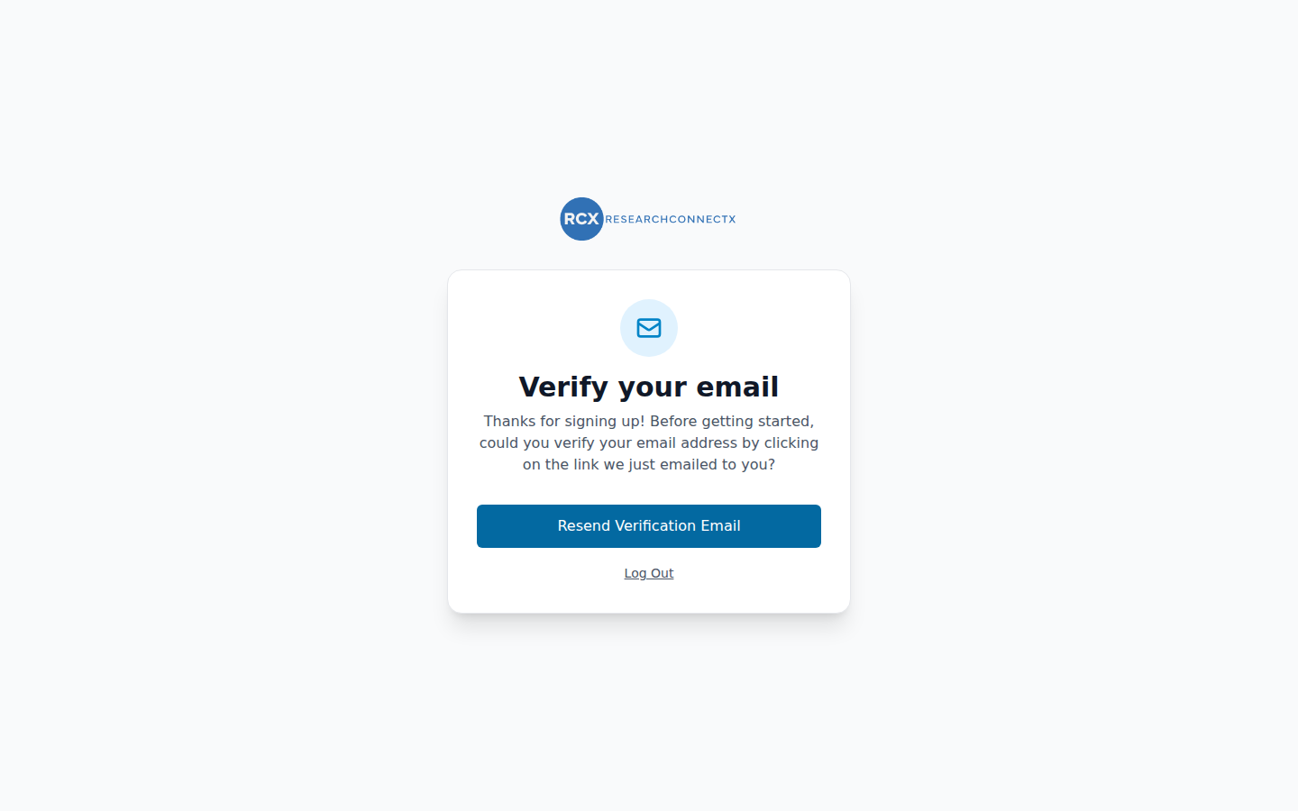 The email verification prompt